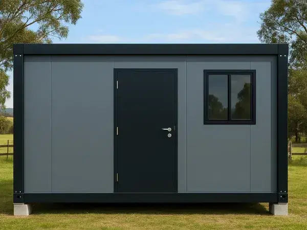 6m x 6m Portable Building Insitu Front